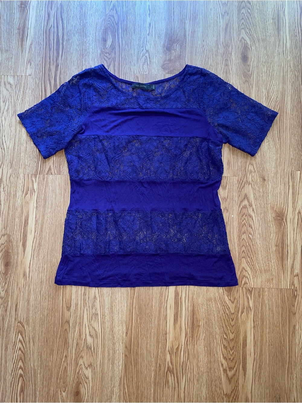 The Limited Purple Lace-Panel Short Sleeve Tee